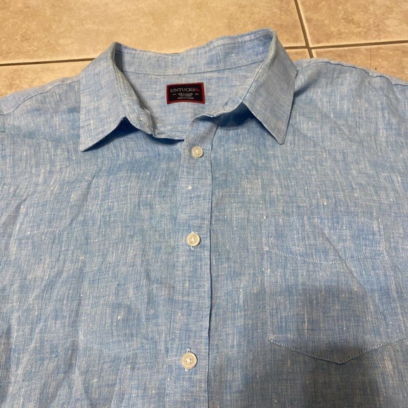 UNTUCKit Other - UNTUCKit Mens XXL 100% Linen Light Blue Long Sleeve Button Up Shirt